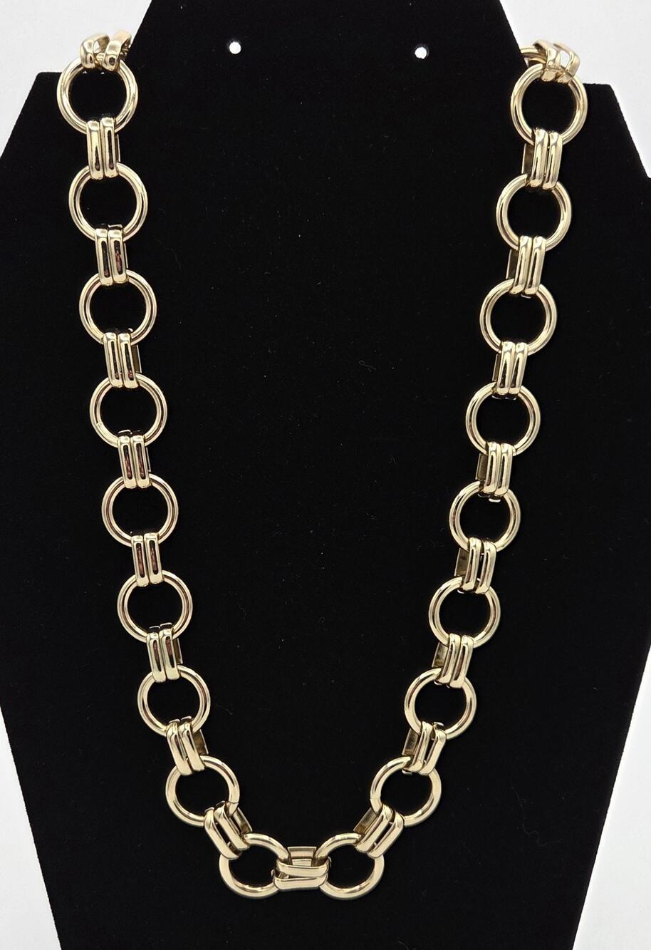 Talbots Signed Gold Tone Geometric Ring & Bar Chain Necklace